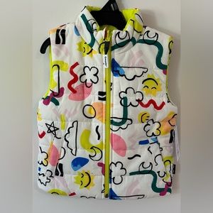 Crayola Toddler Girls White/Neon Yellow  Puffer Vest NWT Size 4T